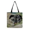 Women Vintage Linen Tote Bag - Large Capacity Dog Print Shoulder Handbag for Casual & Grocery Shopping KTB