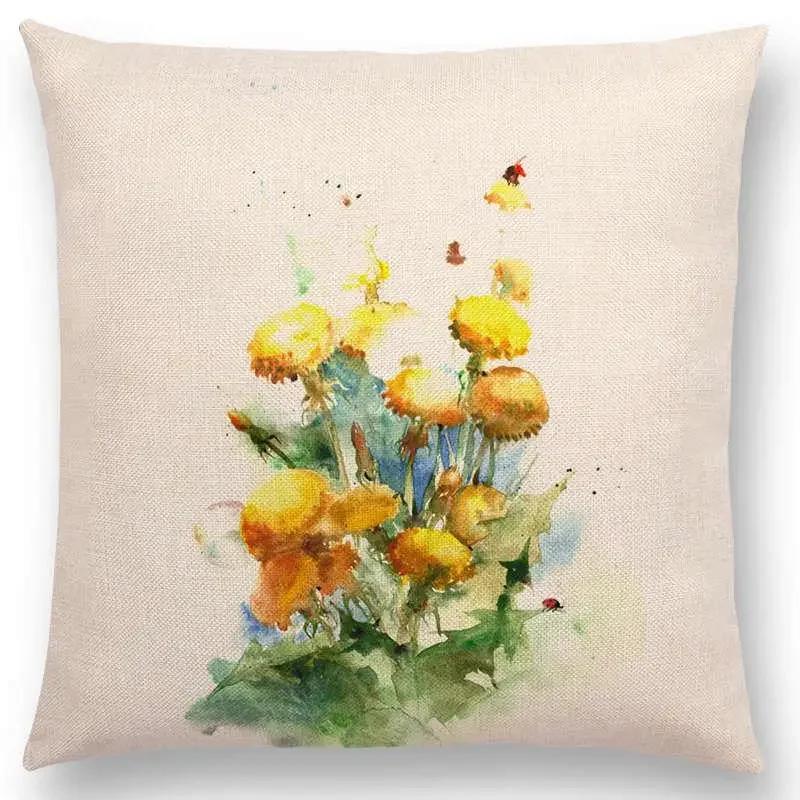 

Наволочка для декоративной подушки с цветочным принтом, подушка для поясницы для офиса, диванная подушка, наволочка для дивана, спальни, декора 66x66cm