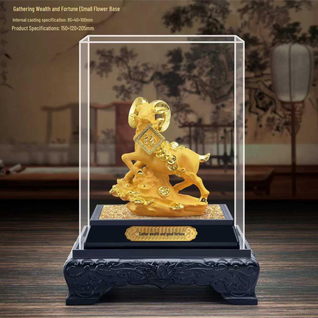 Golden Sheep Feng Shui Figurine for Prosperity - Three Sheep Zodiac Wealth Attracting Gift