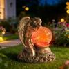 Resin Angel & Fairy Solar Garden Statue, Illuminated Flower Pot Ornament for Outdoor Yard Decor