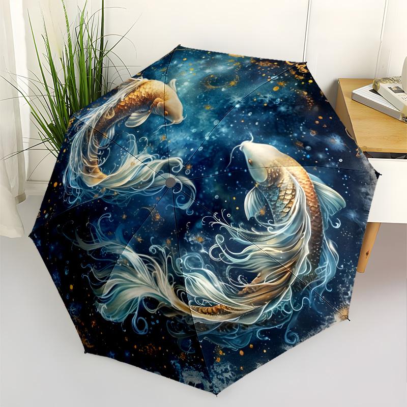 Yin-yang Carp Harmony Automatic Umbrella with 8-Rib Compact Design Perfect for Outdoor Adventures Elegant Women's Umbrella Wedding Party Gift