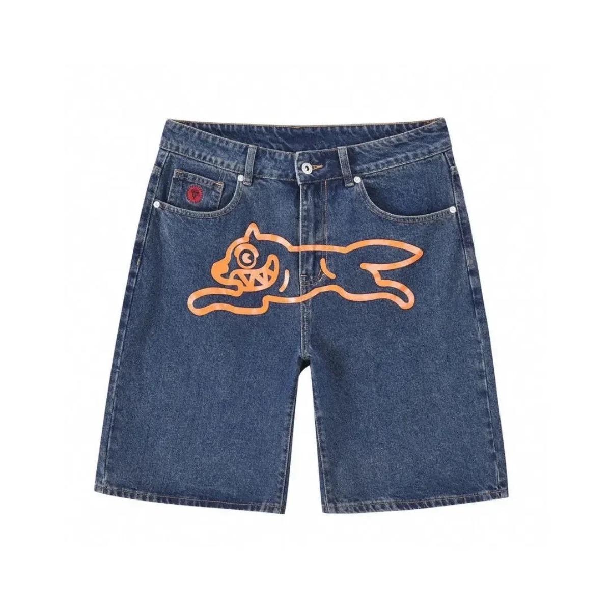 DRIPX Y2k Streetwear Jean Shorts Casual Fashion Print Gothic Black Denim Shorts S