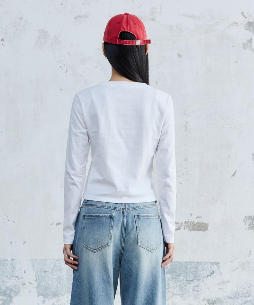 MAISON MINED (W) Doodle Heart Long Sleeve White