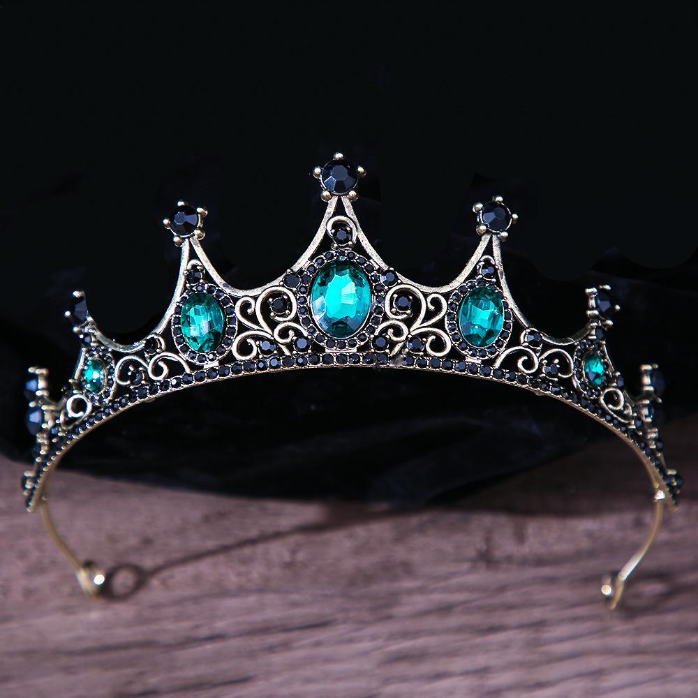 DIEZI Baroque Luxury Girls AB Red Green Blue Crystal Bridal Wedding Tiara Crown Bride Queen Headbands Hair Jewelry Accessories