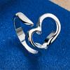 1 Piece of 925 Sterling Silver Exquisite Heart-shaped Ring with an Opening, Fashionable Women's Accessory Jewelry Gift