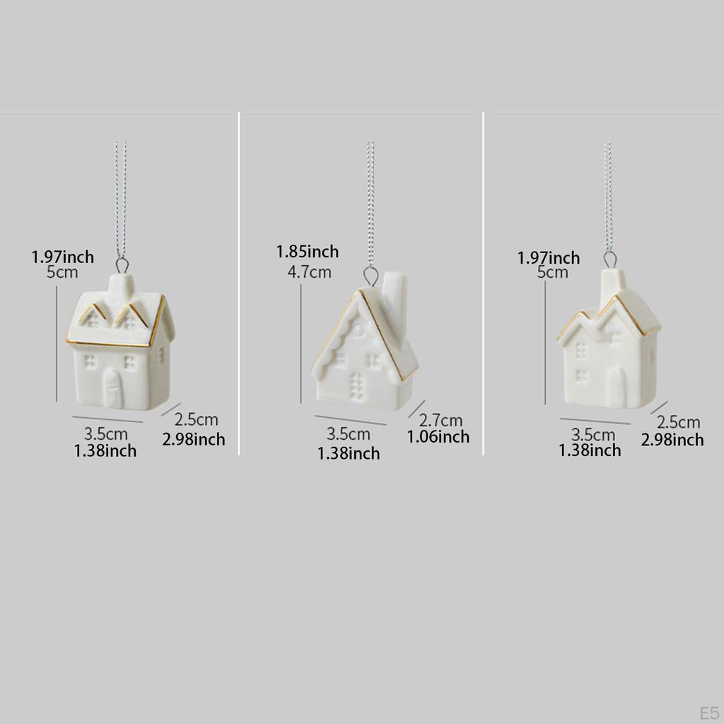 3 Pieces Christmas Mini House Pendant Hanging Creative Xmas Village Toy Decoration for