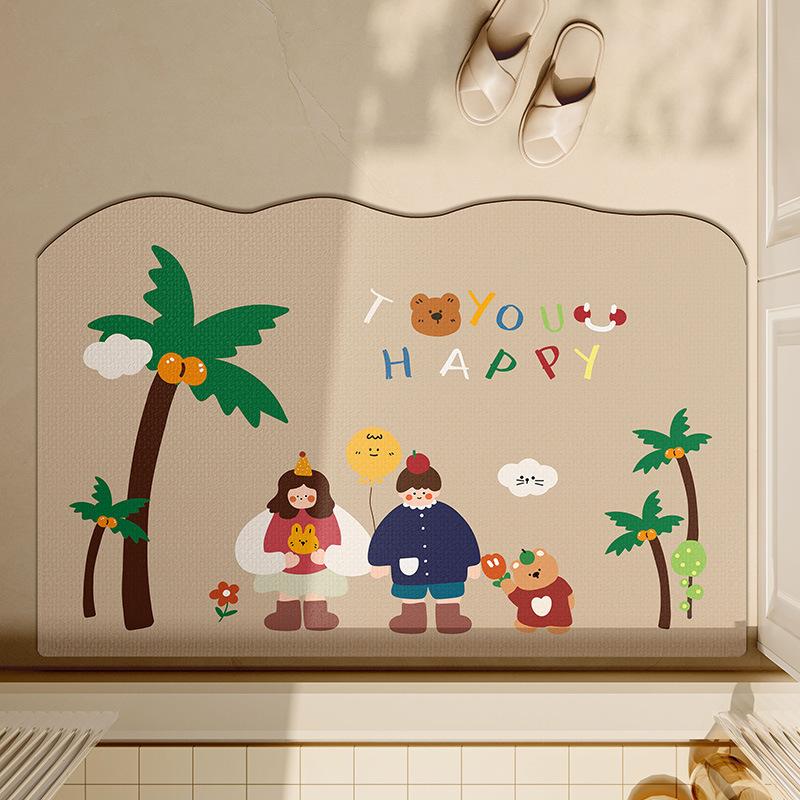 Bathroom Anti-slip Floor Mat Household Bathroom Door Absorbent Quick-drying Foot Mat Dirt-resistant No-wash and Fall-proof Carpet Can Be Cut