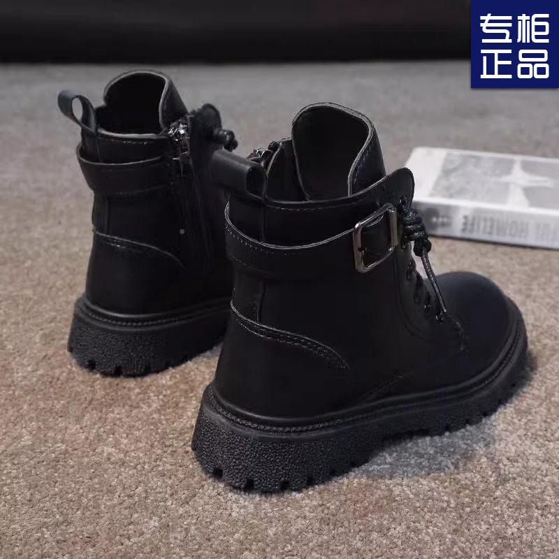 Children's Martin Boots Boys and Girls Winter New Fashion Leather Boots Side Zipper Waterproof Snow Boots Short Boots Non-slip