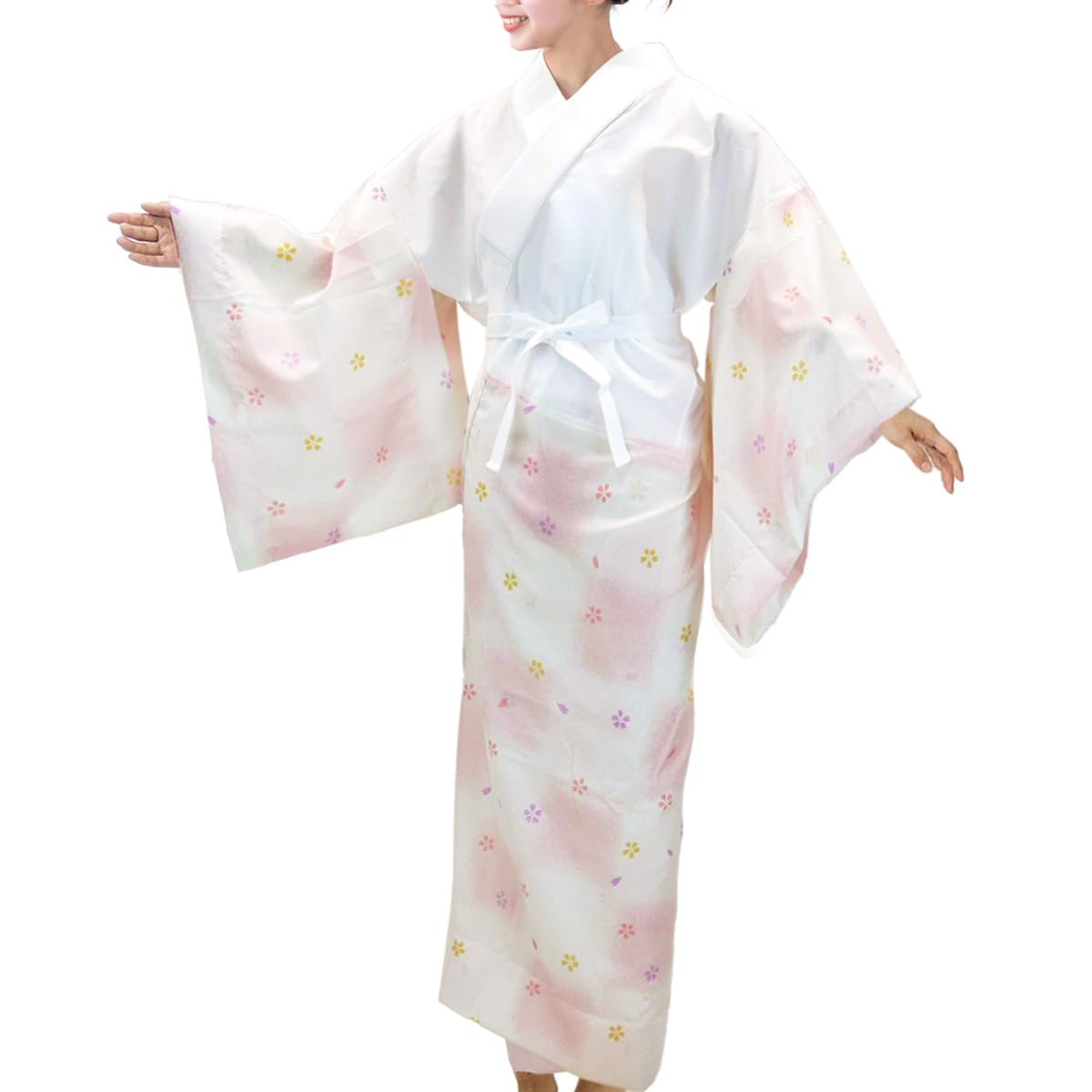 

[Kyoto Usagido] Ready-made Nagajuban (undergarment for formal kimono) with attached collar, washable, white or pink, suitable for visiting kimonos,