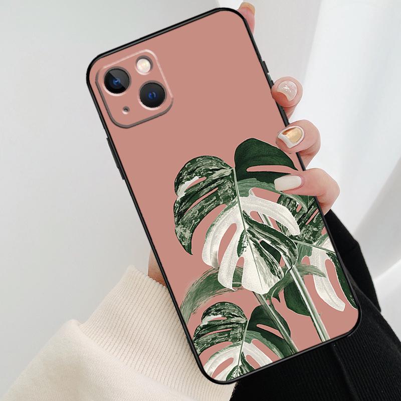 Leaves Monstera Green Phone Case For iPhone 17 Pro Max 14 13 12 11 15 16 Pro Max Mini 15 16 Plus 16e 17 Air Cover