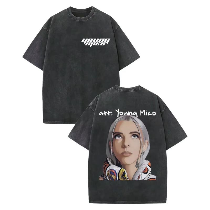 Vintage Washed Young Miko Do Not Disturb Album Graphic T Shirt Fashion Hip Hop Short Sleeve Tshirt Unisex Women Oversized Tshirts