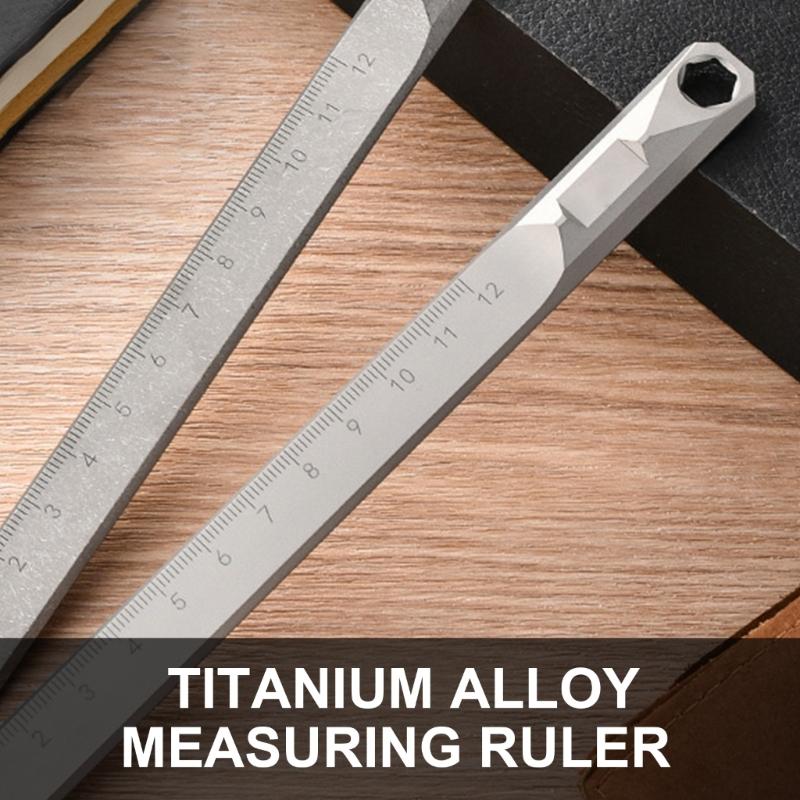 Measuring Straight Ruler Crowbars Wrench Tool Titaniums Alloy Hard Ruler Waist Hanging Pry Rod for Outdoor Activity