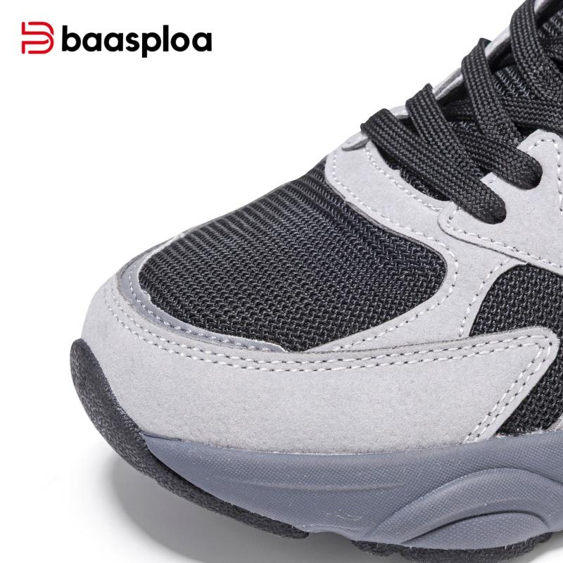 BAASPLOA Damen Sportschuhe mit dicker Sohle, Mesh Laufschuhe, Freizeitschuhe, Wanderschuhe, Studentenschuhe, weiße Schuhe, flache Sportschuhe, Tennisschuhe