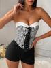 European and American Style Plaid Fishbone Tie Corset Vest for Women