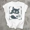 Funny Cat Biting Hand Shirt Chaotic Black Cat Tee Cute Mischievous Kitty Graphic T-Shirt Cat Lover Gift Vintage Cat Illustration