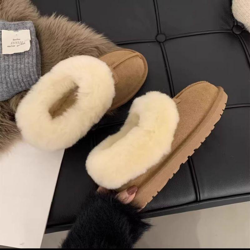 Women's Large Size Thick Sole Soft Sole Winter Warm Fur One Snow Boots Padded Lined Ankle Boots Anti-slip Hiking Sports Cotton Boots