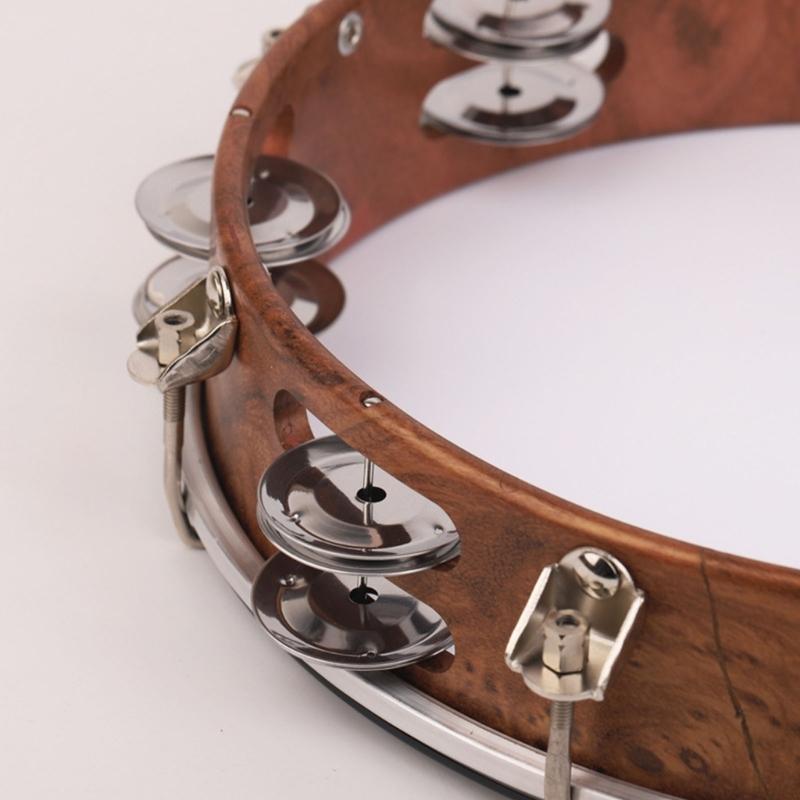 10inch Double Row Bells Tambourine Small Musical Beat Instrument Hand Drum Hand Held Tambourine Drum Bells Music Toy