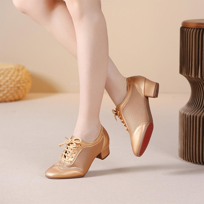Scarpe da ballo moderne in pelle Scarpe da ballo valzer tango jazz da donna con tacco basso Scarpe casual con suola in gomma