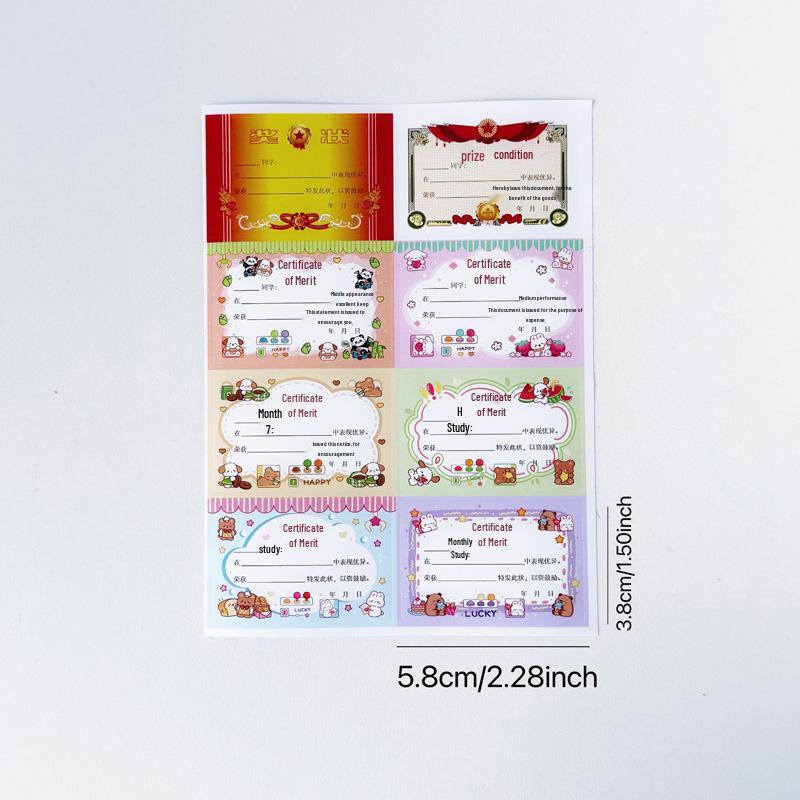 

Adorable Animal Certificate Stickers: Little Bear, Rabbit & Capybara Cartoon Stickers for DIY Decor