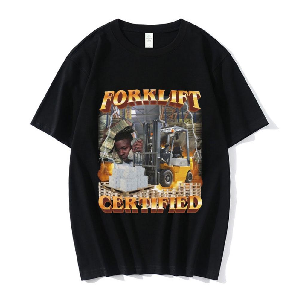 Funny Forklift Certified Operator Grafické tričko Pánská móda Vintage Trička s krátkým rukávem Bavlna Neformální Trička nadměrné velikosti