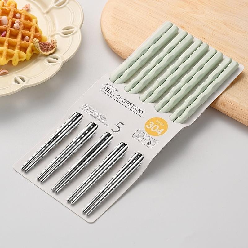 304 Stainless Steel Chopsticks Five-color Adult Chopsticks High Temperature Resistant Meal Chopsticks Public Chopsticks