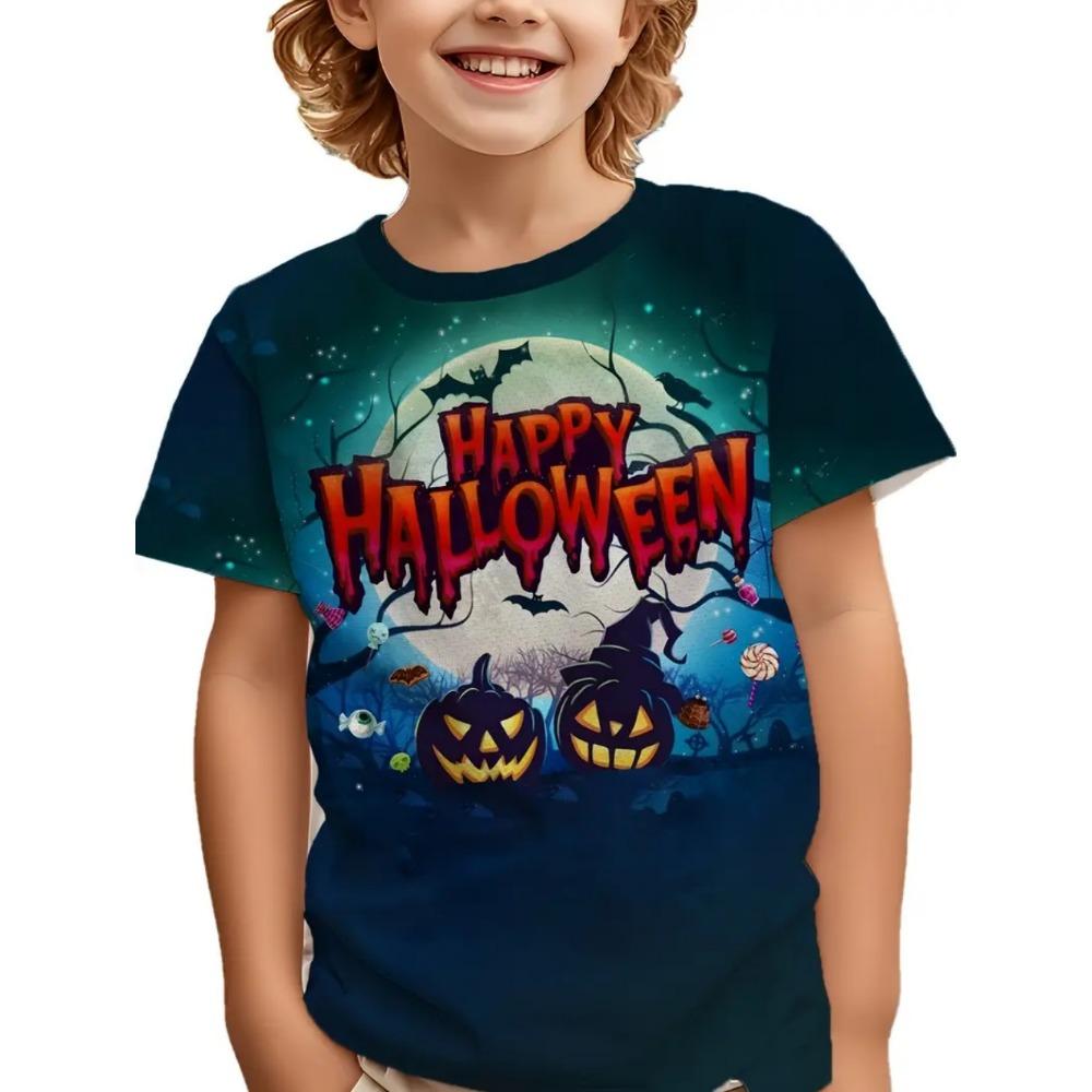Children T Shirt Halloween 3D Printed Pumpkin T-Shirt Fashion Comfort T Shirt Casual Short Sleeve Tops Tees Children's Clothing