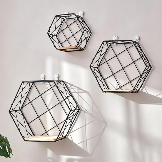 Wandregal Großes Aufbewahrungsregal mit sechseckiger Form Kunst-Ausstellungsständer Wandmontiertes Regal für das Wohnzimmer