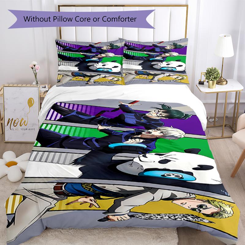 3pcs Jujutsu Kaisen Bedding Set Duvet Cover Closure Includes 1 Duvet Cover & 2 Pillowcases, Soft and Comfortable for All Seasons.