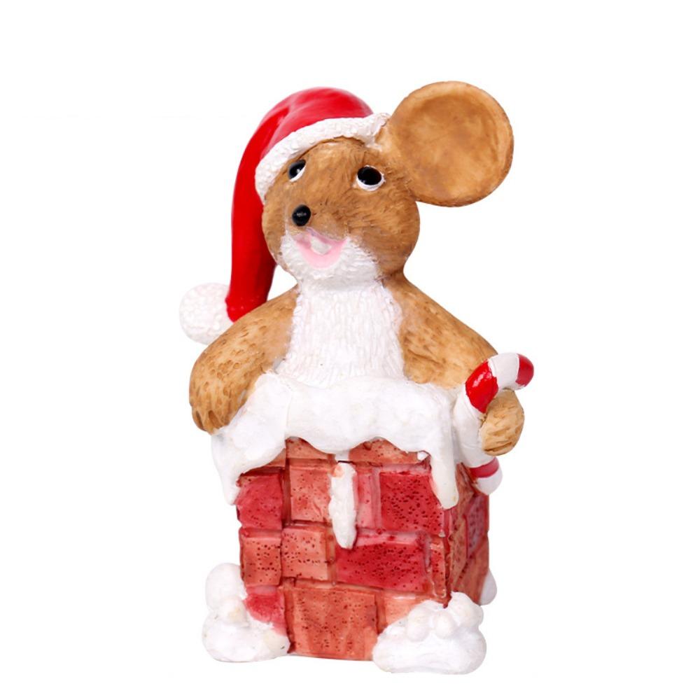 

Resin Christmas Landscape Ornaments mouse Christmas Anmail Miniature Figurine Home Decoration Style A