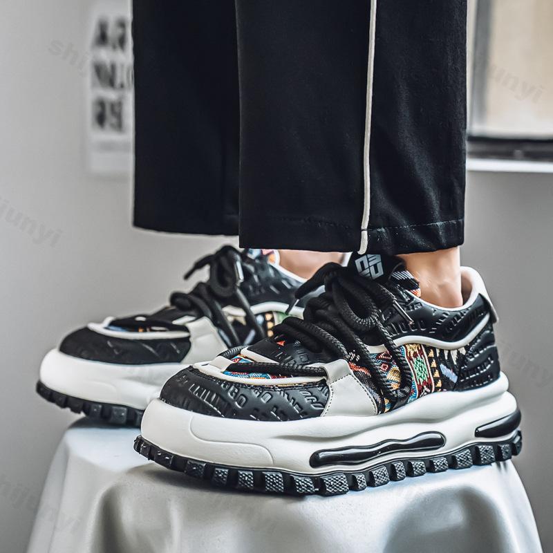 Fashion Four Seasons Men's Shoes 2025 New Breathable Casual Sneakers Versatile Thick Bottom Height Increasing Non Slip Chunky Sneakers