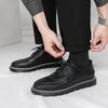 New Brogues Leather Platform Oxfords Lace Up Thick Tottom Male Derby Shoes Casual Loafers Mens Square Toe Formal Dress Shoes Men