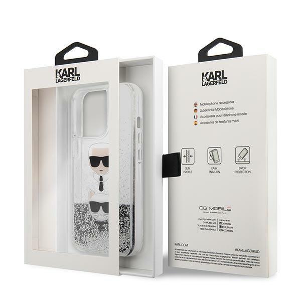 Karl Lagerfeld KLHCP13LKICGLS iPhone 13Pro / 13 6.1" silver/silver hardcase Liquid Glitter Karl&Choupette Head