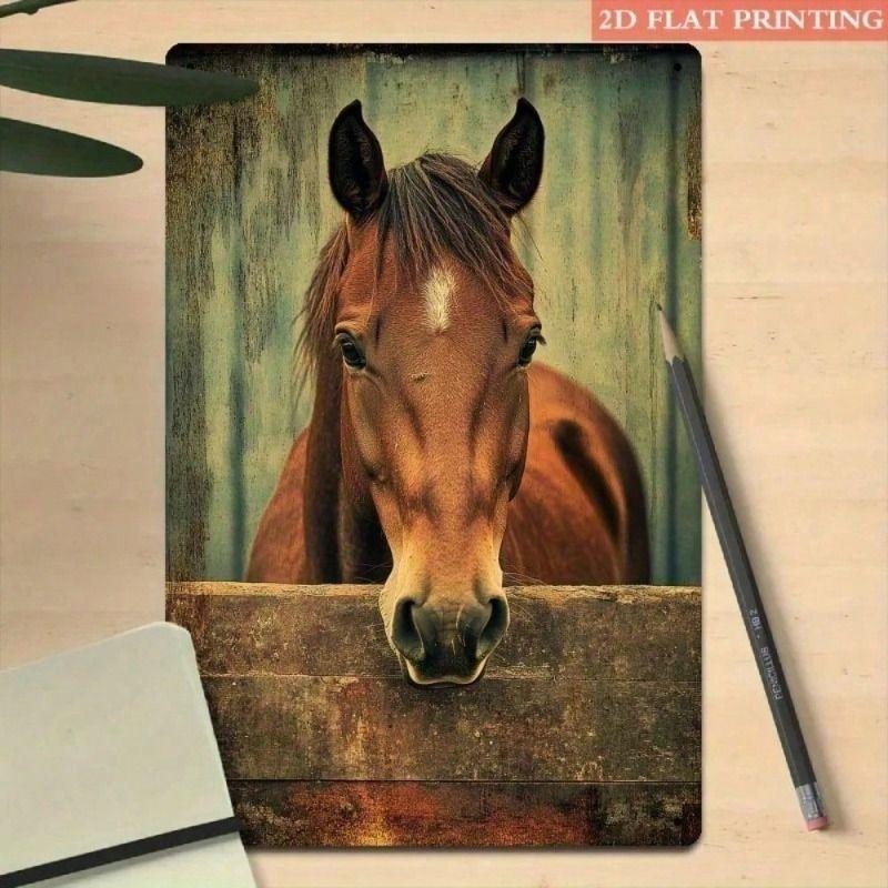 Vintage Horse Metal Poster, Wall Decor for Barn & Home