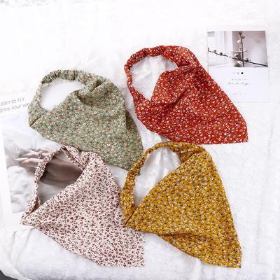 Women Floral Print Cloth Hair Accessories Triangle Hair Headband Elastic Headband Floral Turban
