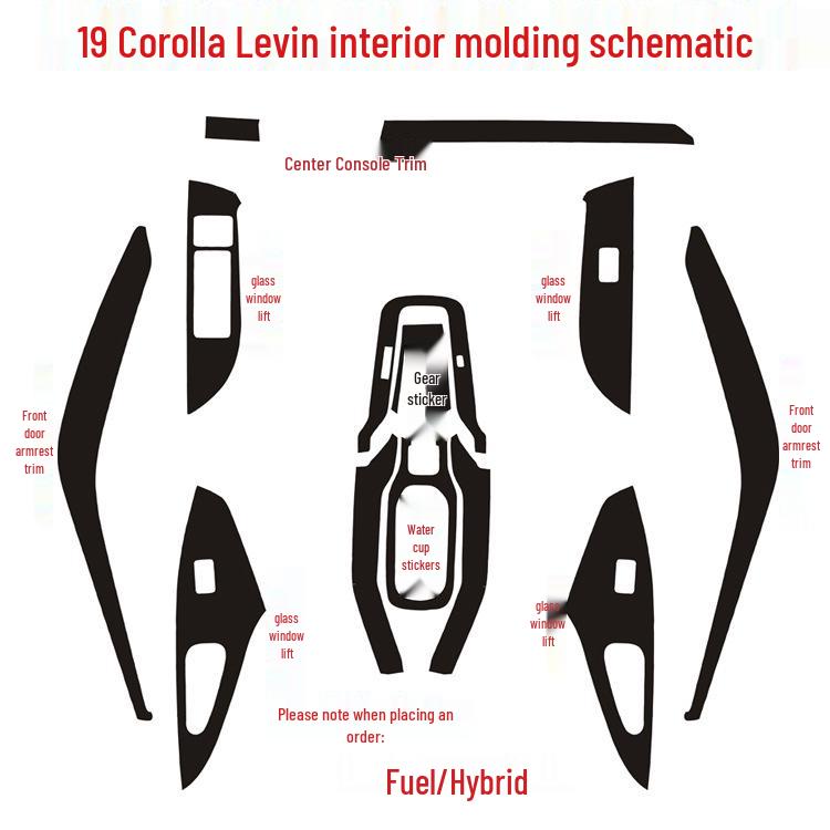 19 Corolla Levin Dual Engine Interior Gear Console Decoration Sticker