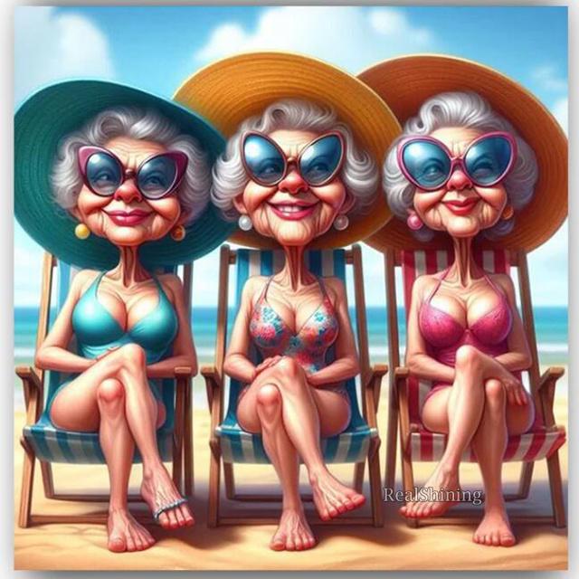 

Мода Бабушка Сестра Алмазная Живопись Новинка 2024 Пляж Удивительный Купальник Бабушка 5D DIY Мозаика Вышивка Наборы для Вышивания Крестом Full Round 30x30CM