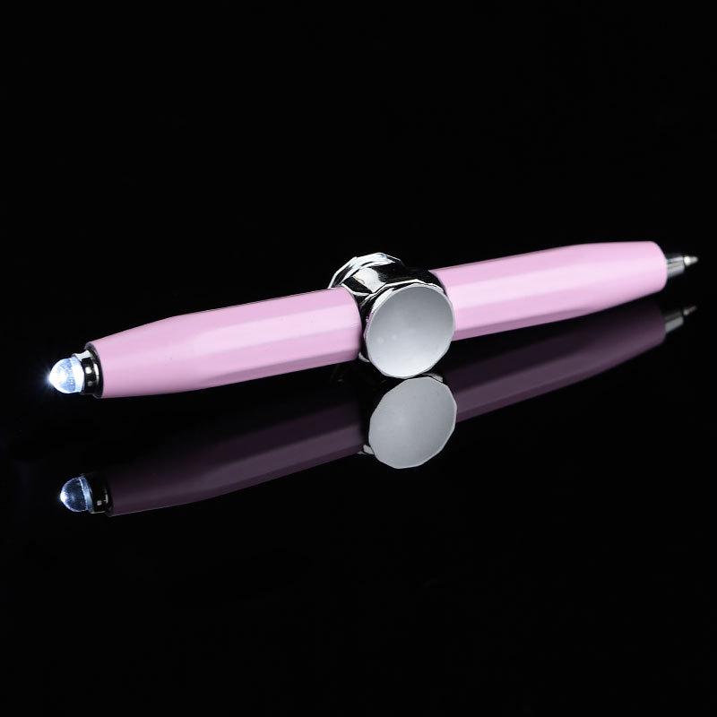Creative Luminous Multifunction Spinner Pen with LED Light – Writable Decompression Ballpoint.