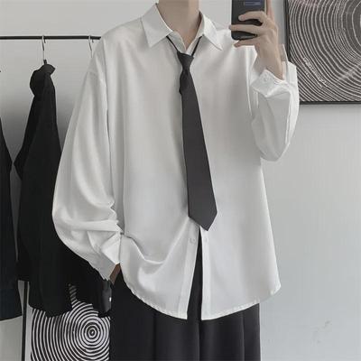 Ανδρικό Λευκό Πουκάμισο Μακρυμάνικο: Κολεγιακό Στυλ, Χαλαρή Γραμμή, Κορεατική Τάση