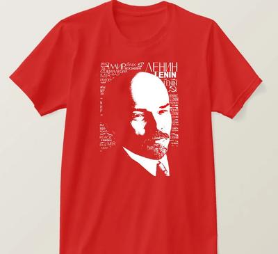 Soviet Propaganda Poster Lenin Portrait TShirt 100 Cotton ONeck Summer Short Sleeve Casual Mens Tshirt Size S3XL