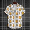 Camisa Hawaiana Para Hombre Camisas de Manga Corta con Estampado de Cerveza 3D Camisetas de Fiesta Tops Casuales de Verano Ropa Holgada de Talla Grande