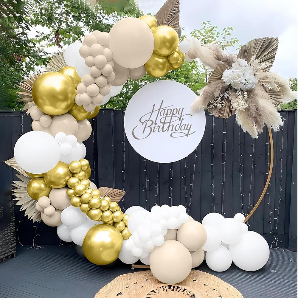 Guirlande de ballons blancs Snad, kit d'arche de ballons sable, blanc et or, décoration pour baby shower, anniversaire, mariage, anniversaire de mariage, ballons