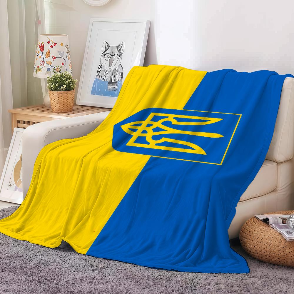 Nation Flag U Ucrania Blanket For Sofa Office Bed Plane Travel Sleep Read Relax Camping Soft And Warm