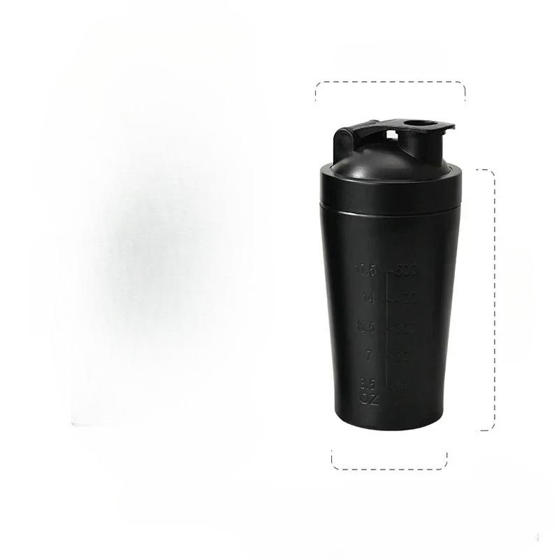 Stainless Steel Protein Powder Shaker Bottle with Steel Ball and Scale Leak Proof Gym Fitness Sport Whey Shakes Cup