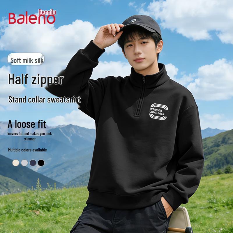 Baleno Men s Stand Collar Half-Zip Sweatshirt with BNL Loop Letter Print 3XL