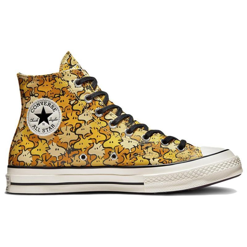 Peanuts x Converse Chuck Taylor All Star Anni '70 Fumetti Peanuts Scarpe Alte in Tela Unisex Freccia Dorata Giallo