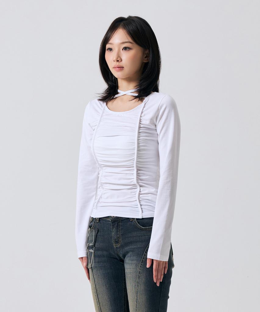 ARIKIM Lise Shirring Top / White