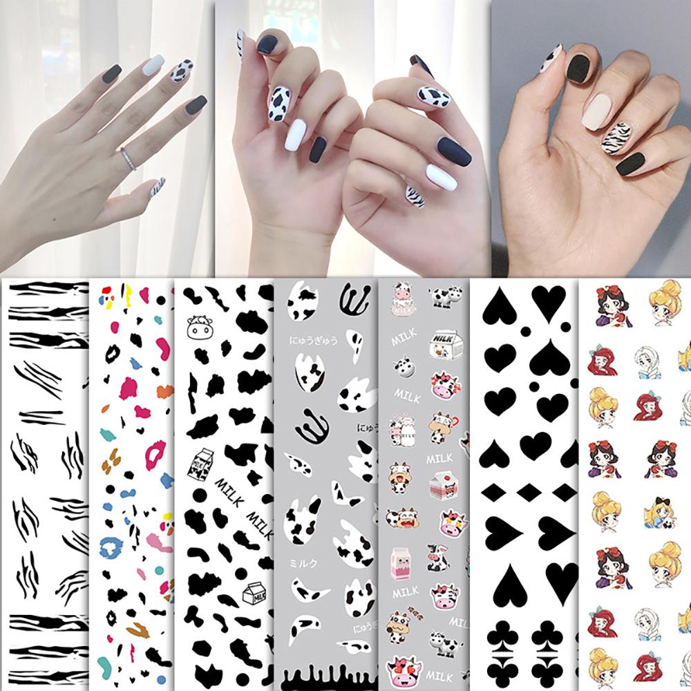 Design Cow Manicure DIY Nail Art Cow Print Nails Sticker Self-Adhesive Decal 3D Irregular Spots