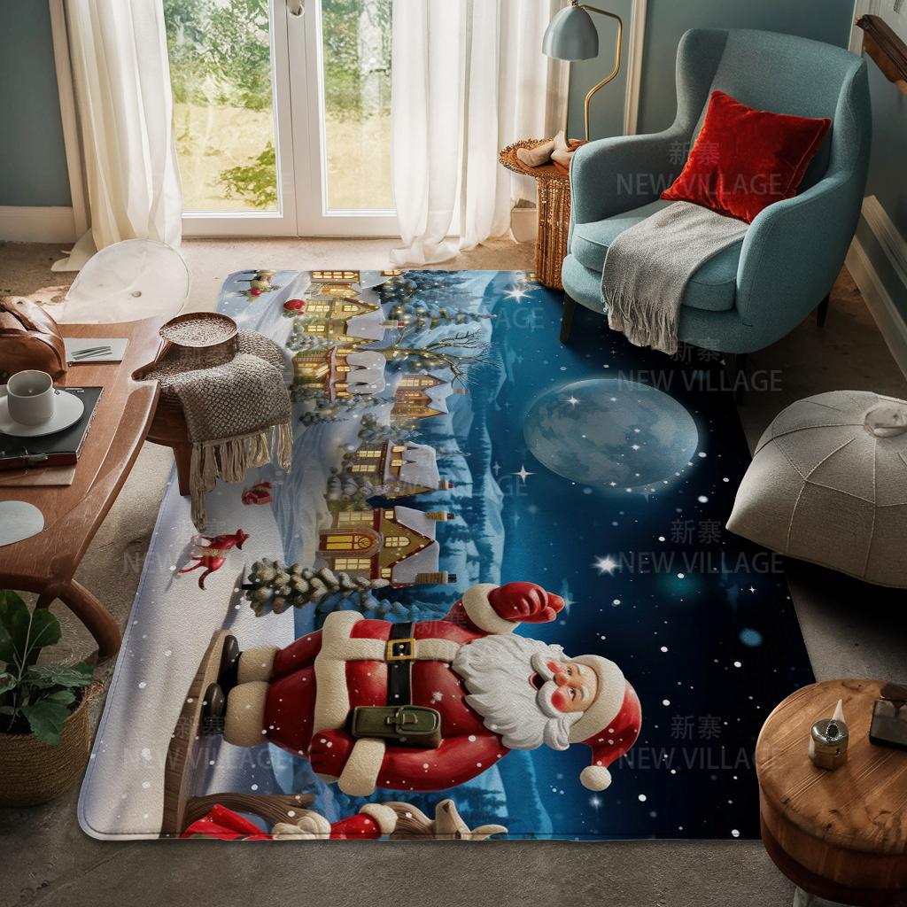 House Entrance Carpet Home Door Mat Living Room Bath Foot Bathroom Non-slip Water Absorption Rugs Bath Merry Christmas Winter