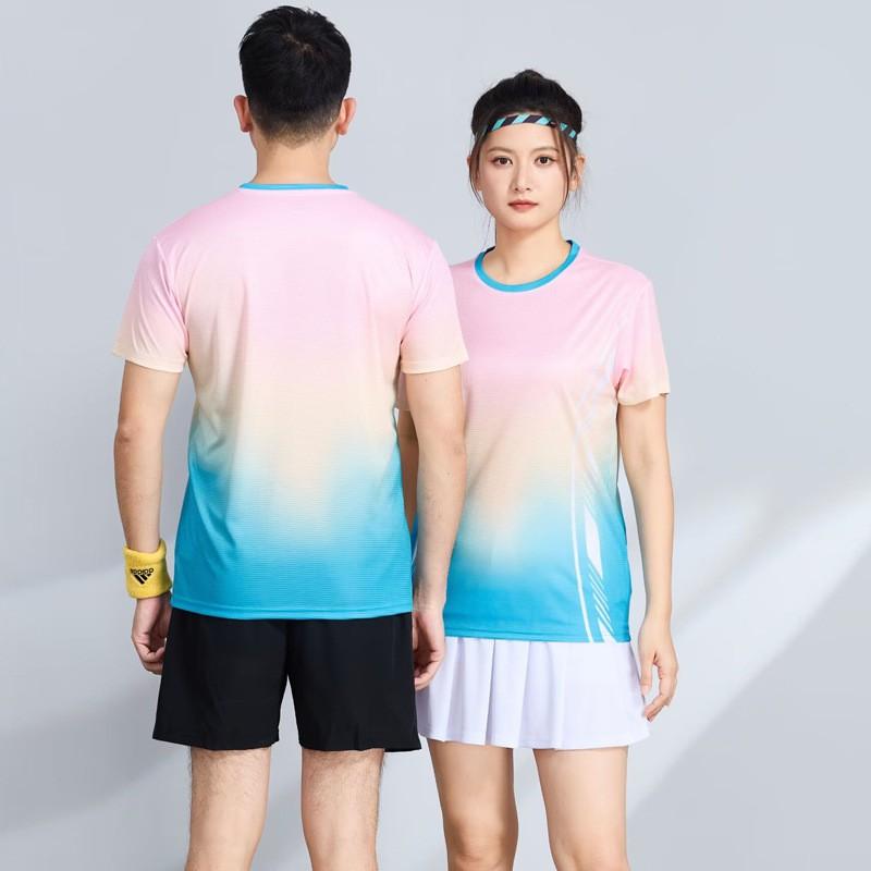 Sports Quick-Dry Short Sleeve T-Shirt Badminton Tennis Ping Pong Unisex Athletic Top Team Games