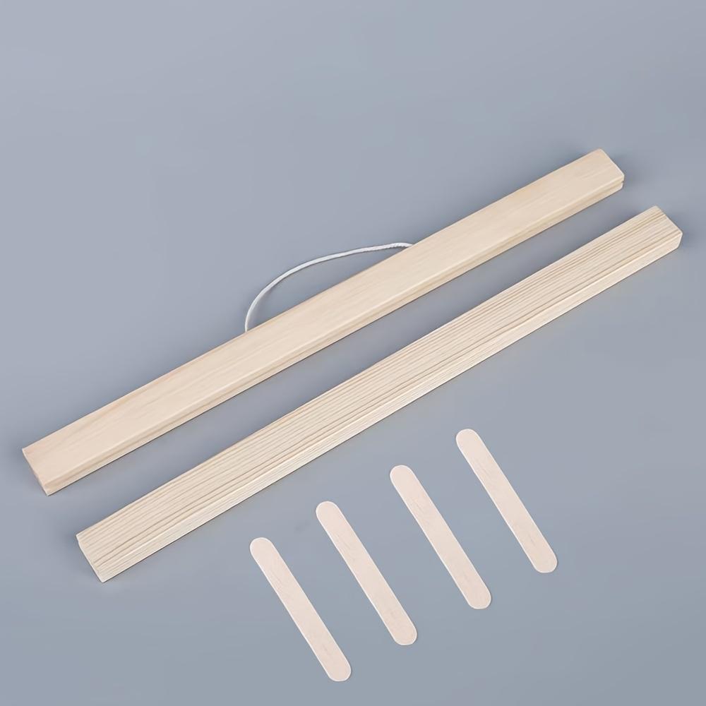 A Modern Style Solid Wood Poster Frame Hanger with Interchangeable Spacers for Rectangular Clip Picture Frames, Vertical Orientation, Reusable DIY